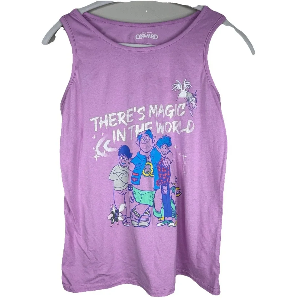 Disney Pixar Onward Girls ? ‎ Tank Top Pink There's Magic In The World Scoop